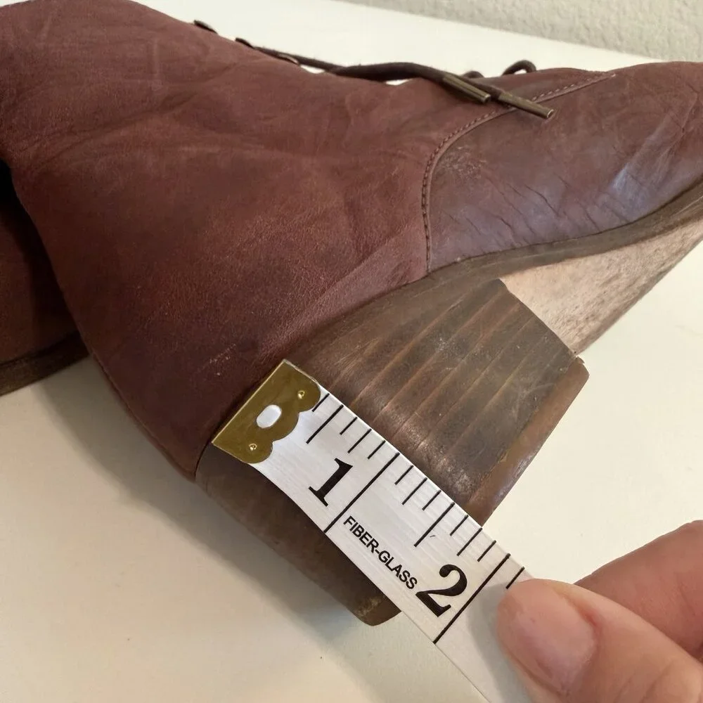 Christy Dawn The Dawn Boot Mahogany Soft Leather Lace Up Stacked Heel Boot 8 - Picture 12 of 12